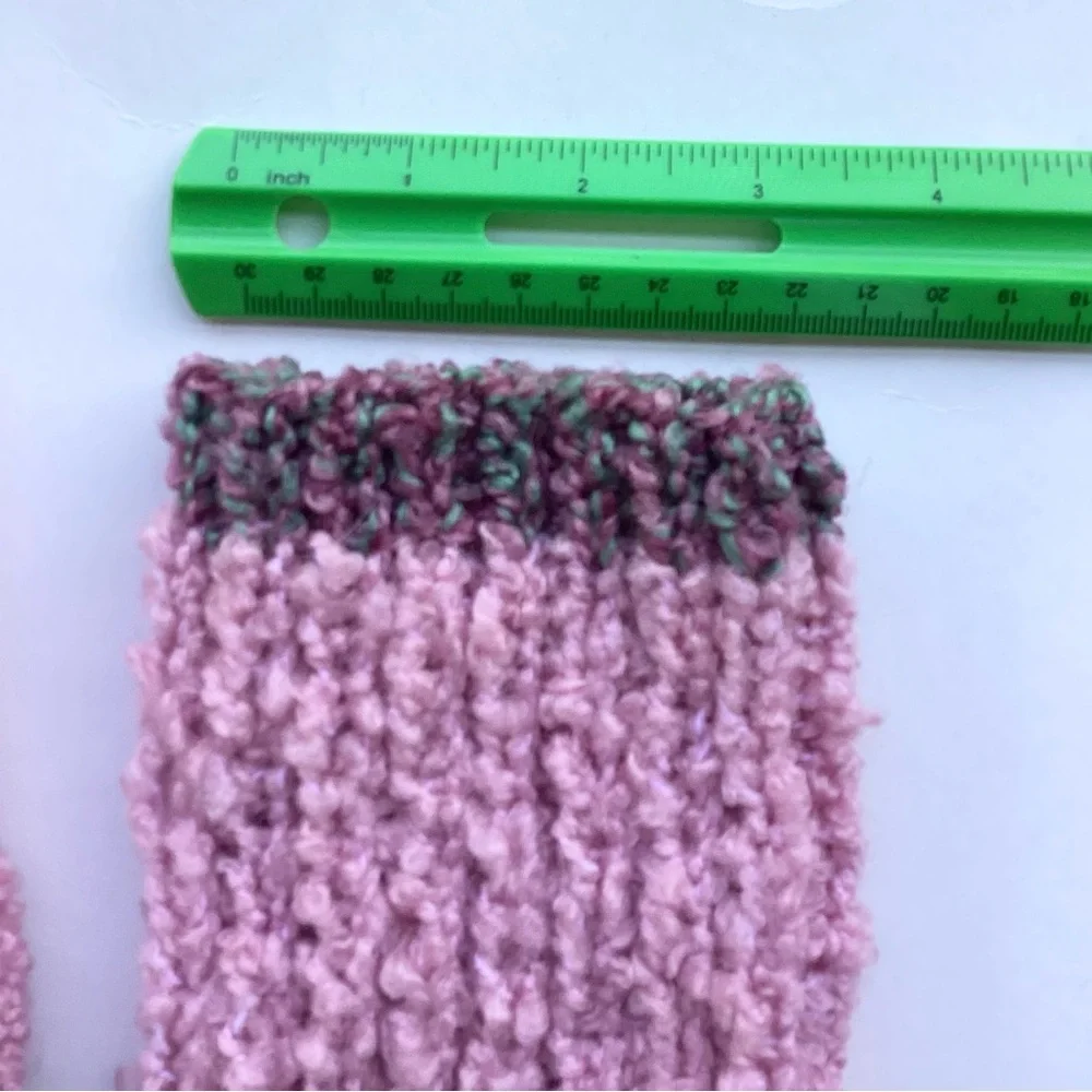Gloves Fingerless Pink Rose Hand Crafted Knit Soft Cozy Boucle